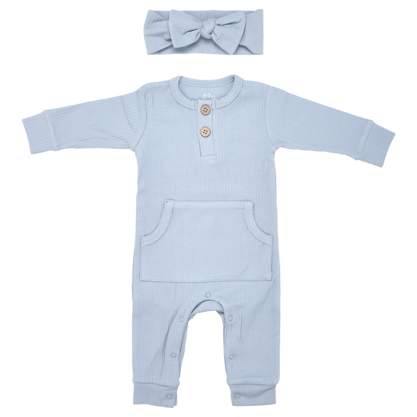 Baby Ribbed Playsuit with pockets with Bow