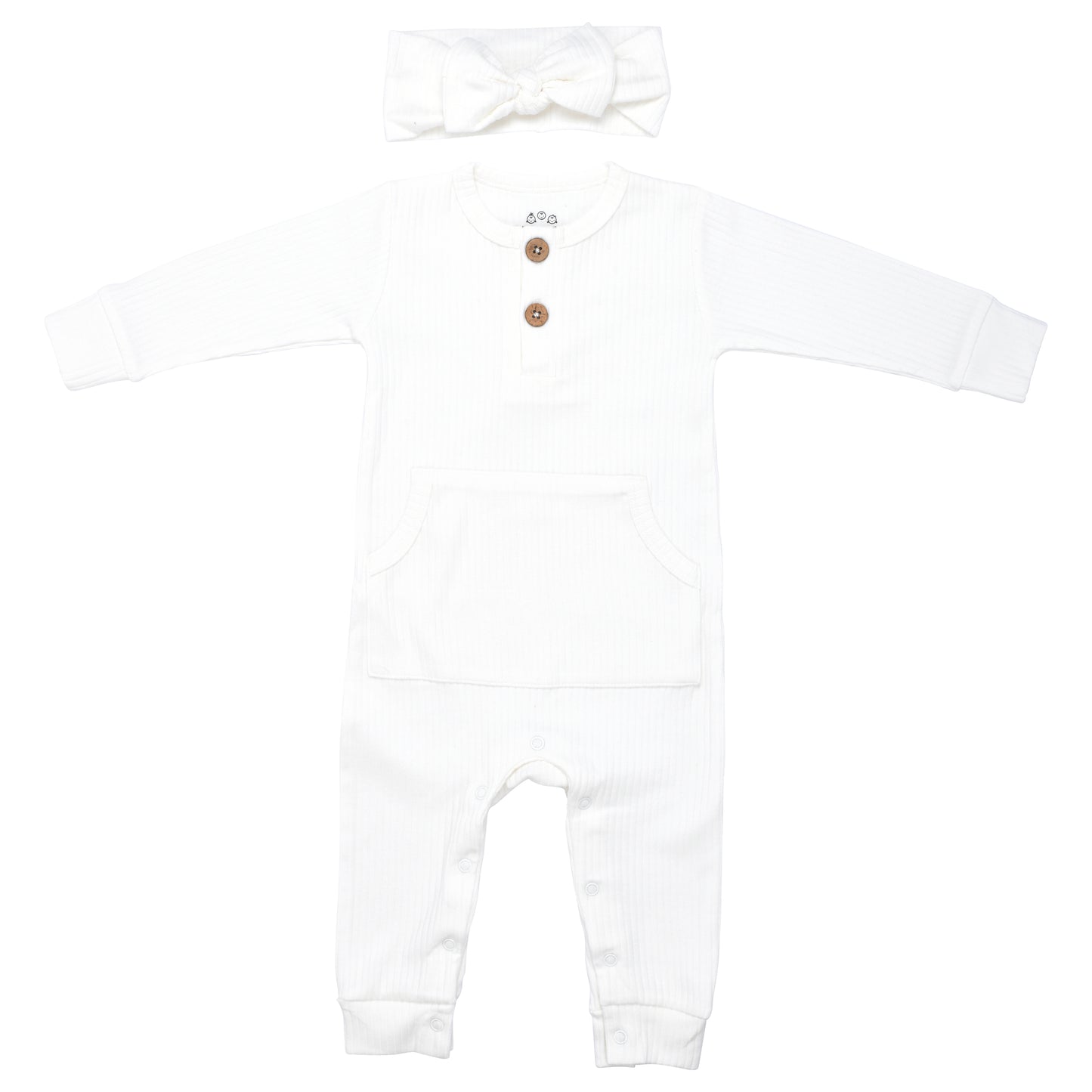 Baby Ribbed Playsuit with pockets with Bow