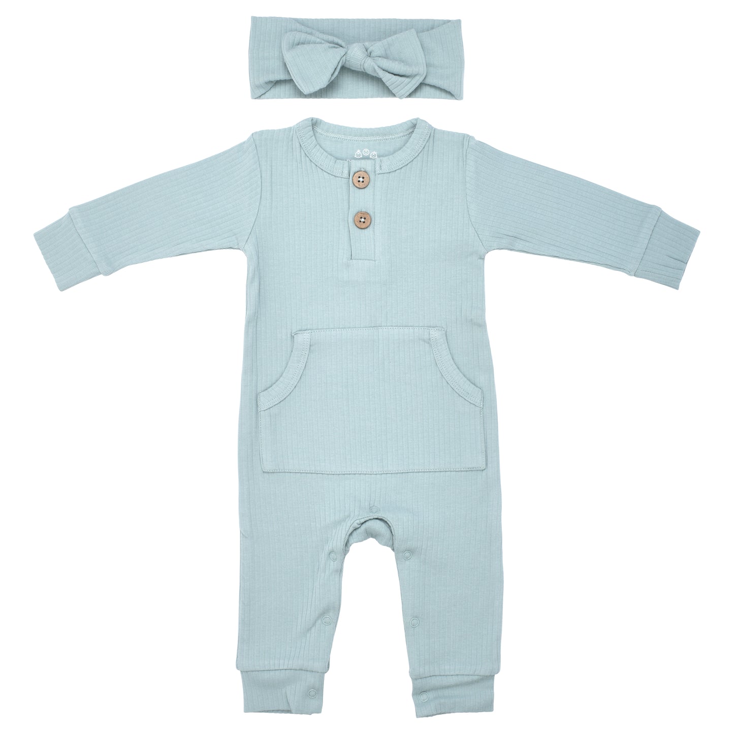 Baby Ribbed Playsuit with pockets with Bow