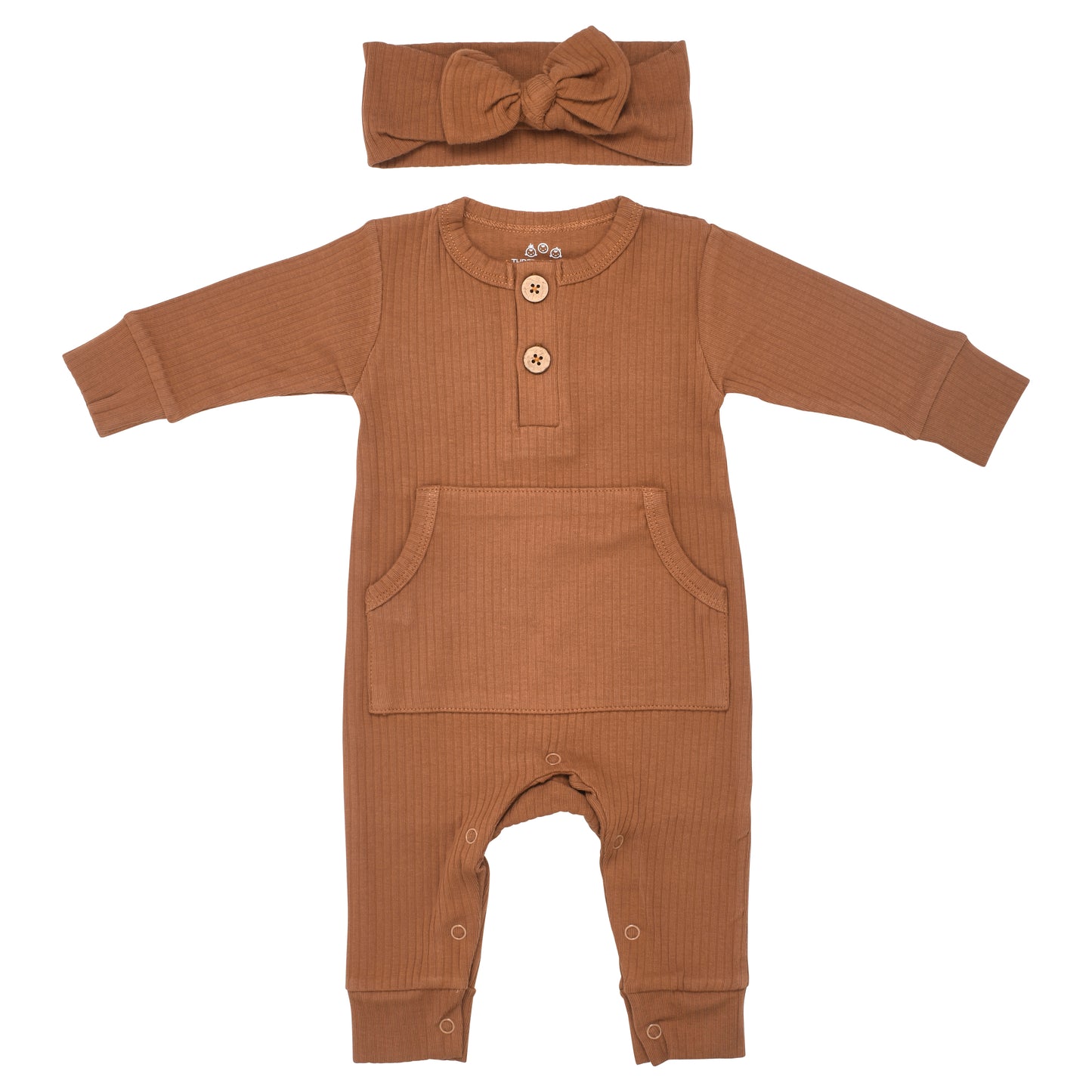 Baby Ribbed Playsuit with pockets with Bow