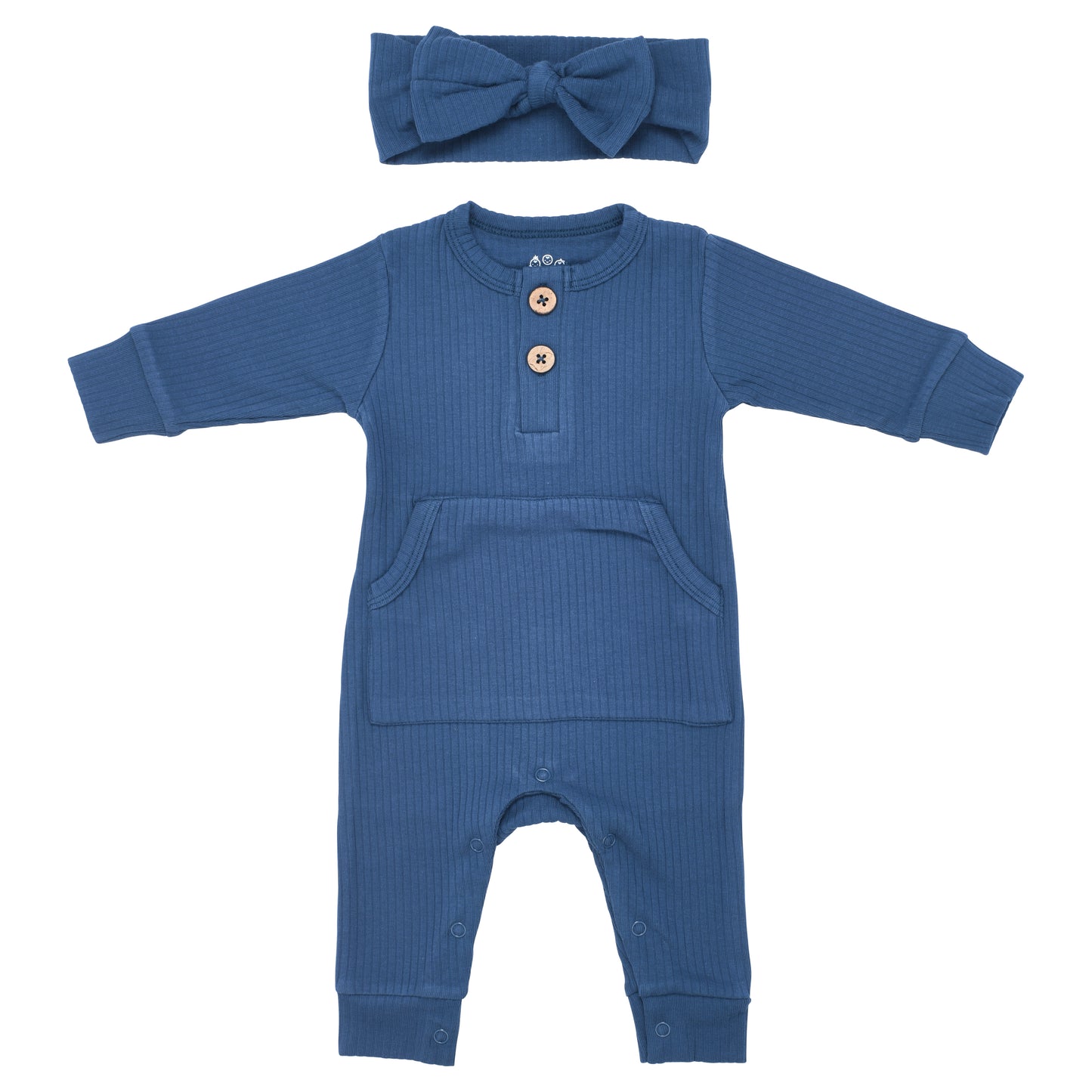 Baby Ribbed Playsuit with pockets with Bow