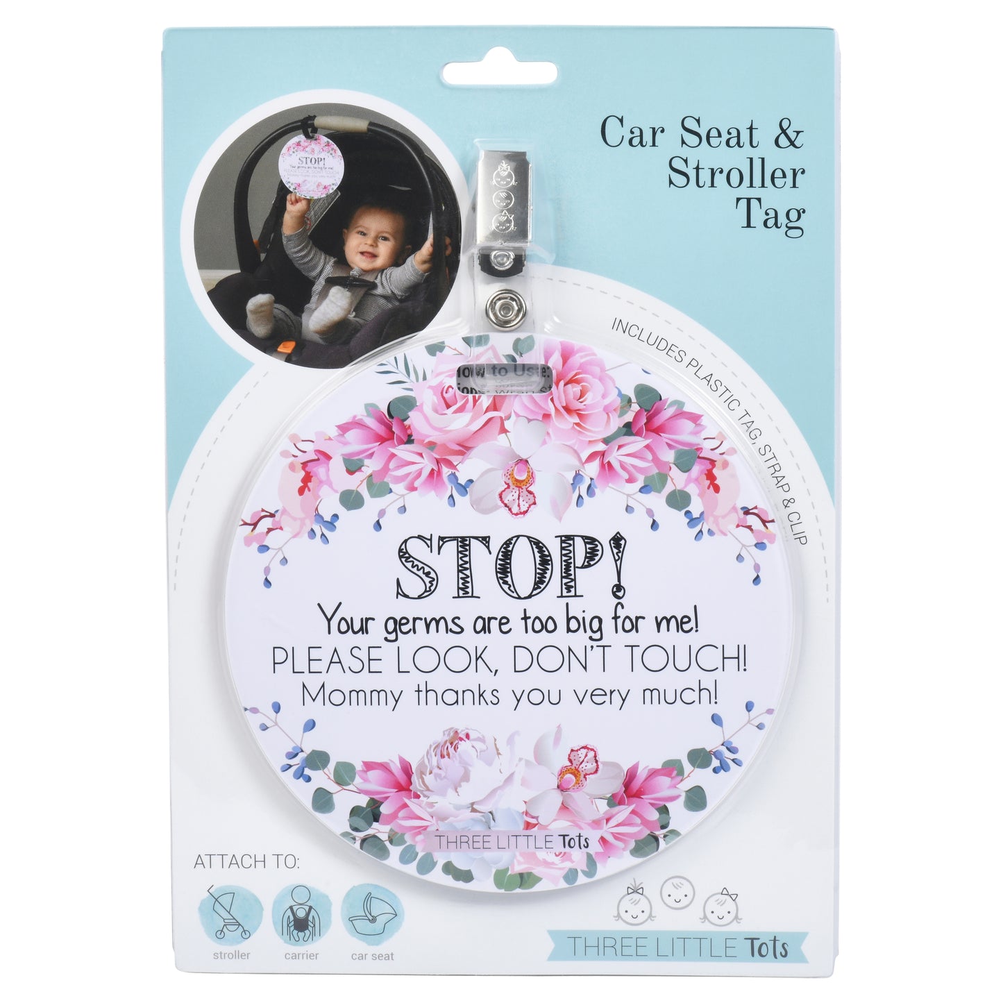 Stop Germs Too Big For Me Flower Tag