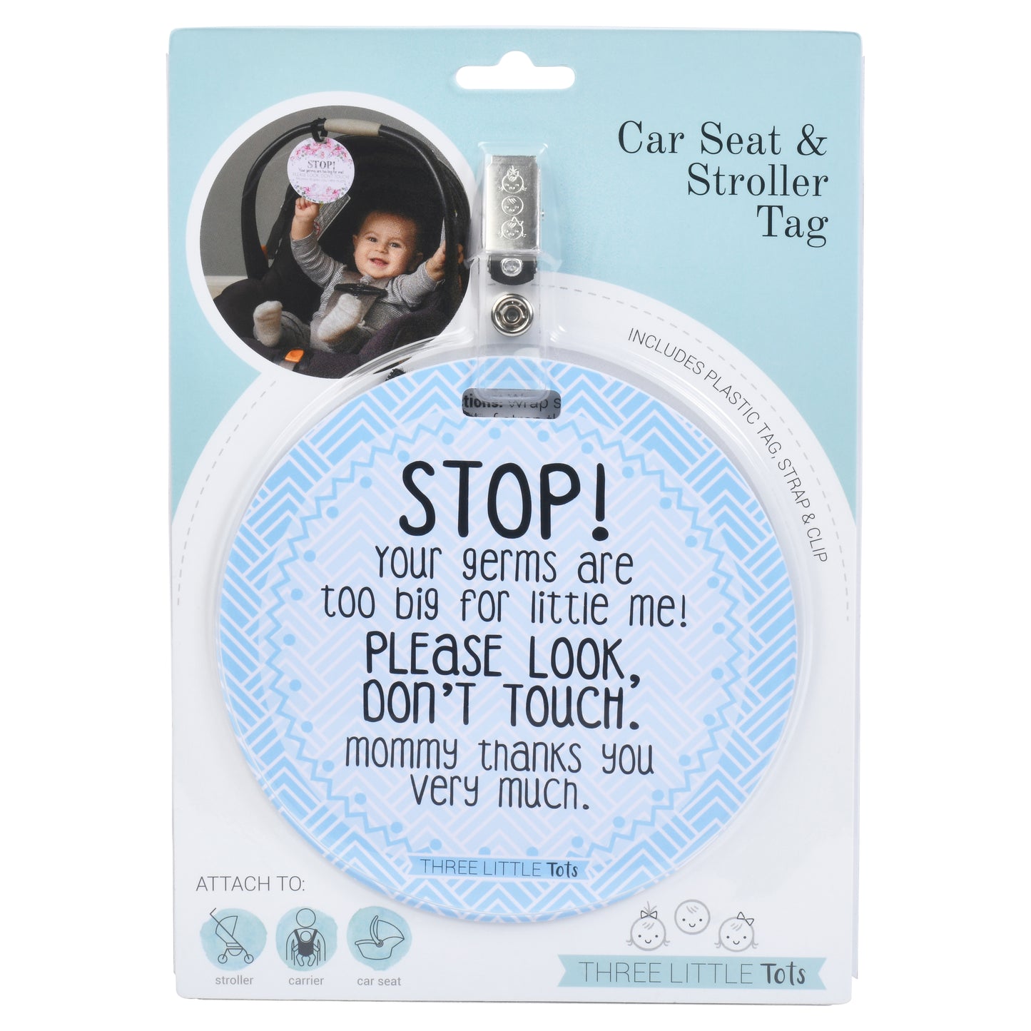 Blue Stop No Touching Tag