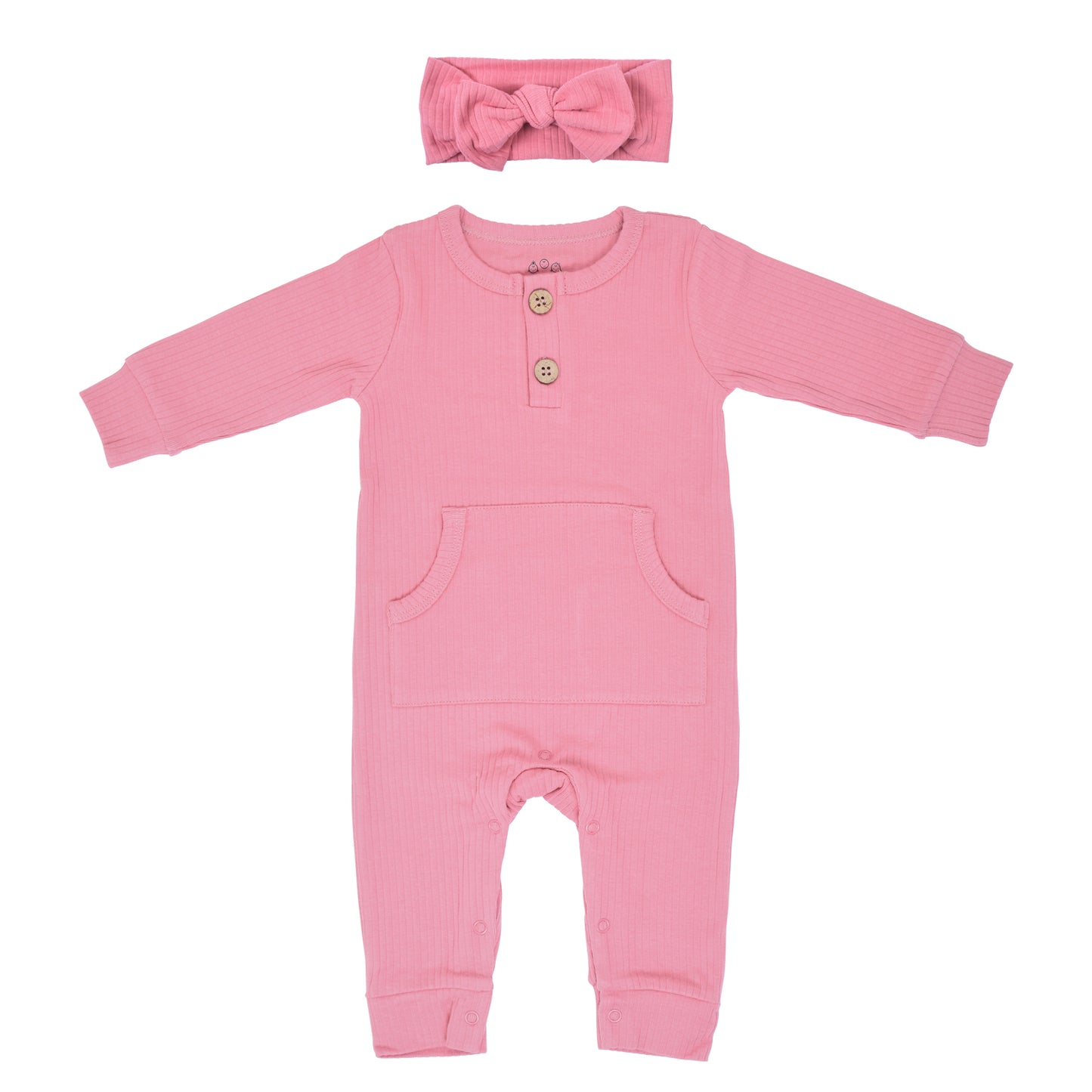 Baby Ribbed Playsuit with pockets with Bow