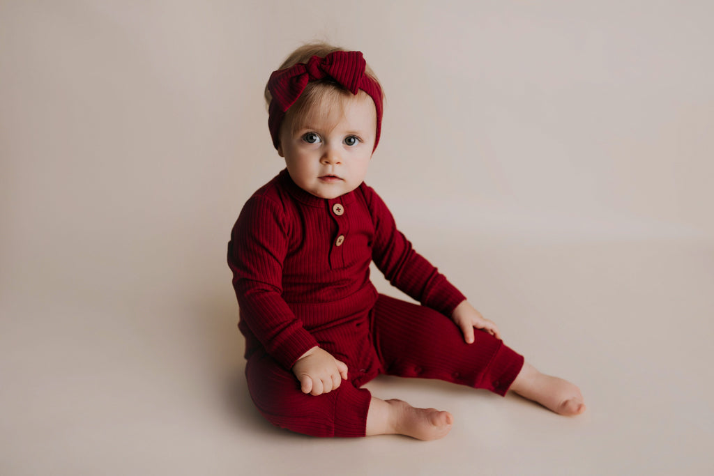 Baby Ribbed Playsuit with pockets with Bow
