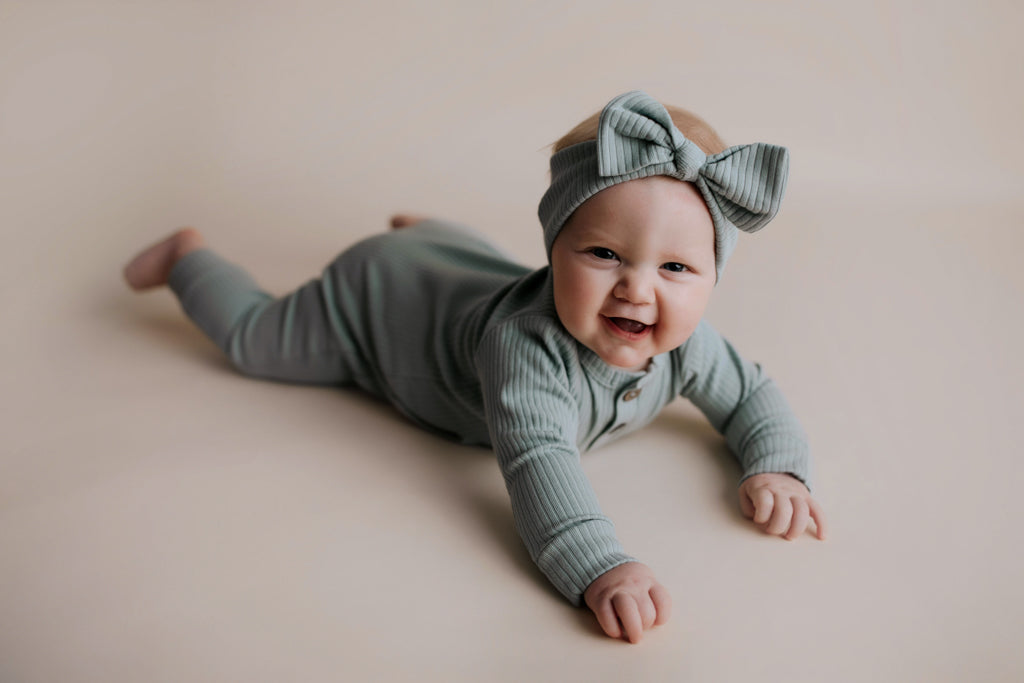 Baby Ribbed Playsuit with pockets with Bow