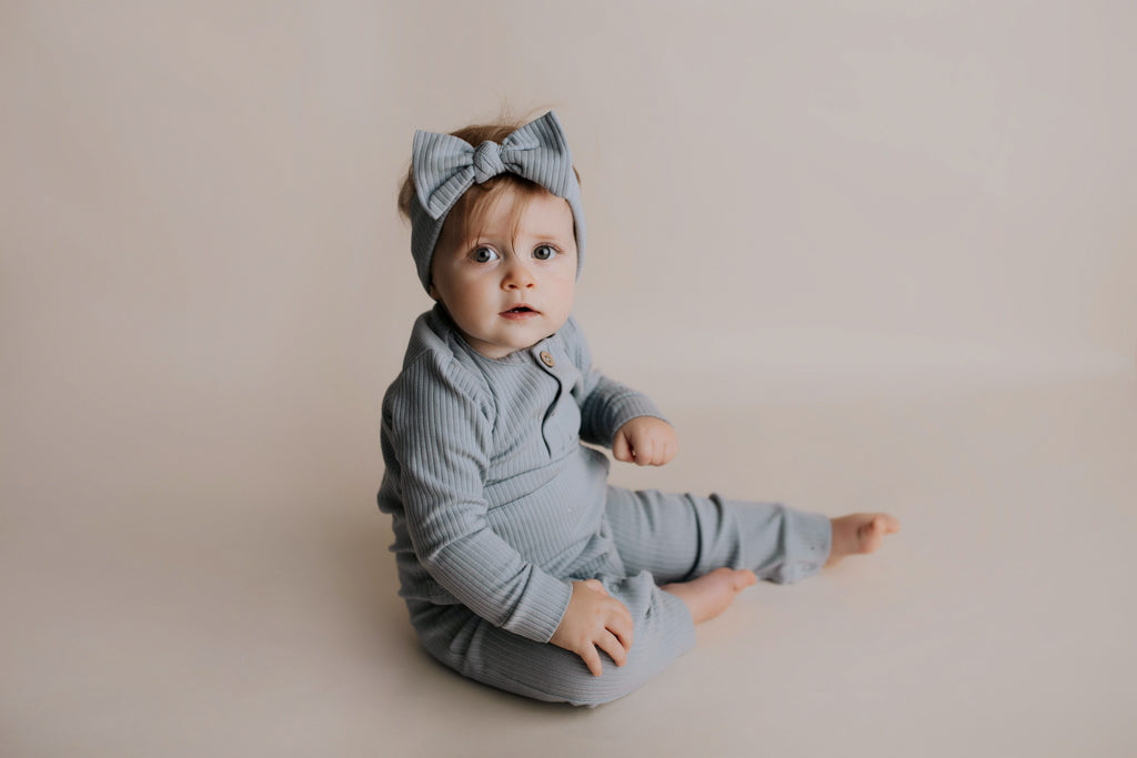 Baby Ribbed Playsuit with pockets with Bow