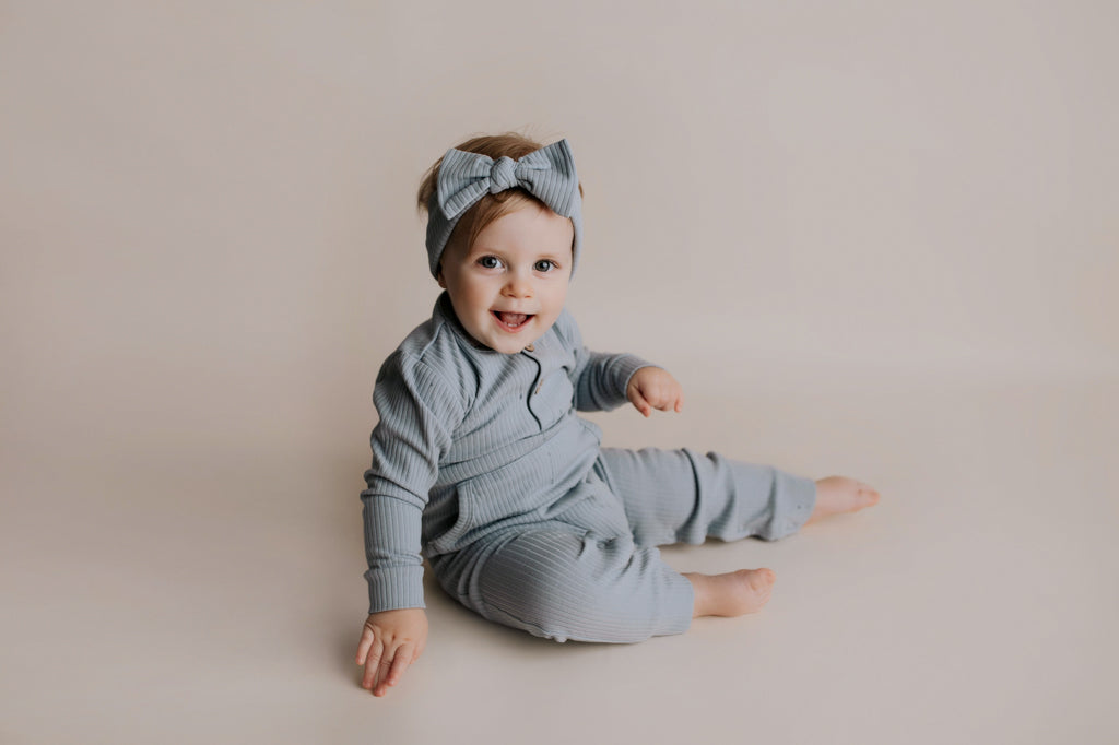 Baby Ribbed Playsuit with pockets with Bow