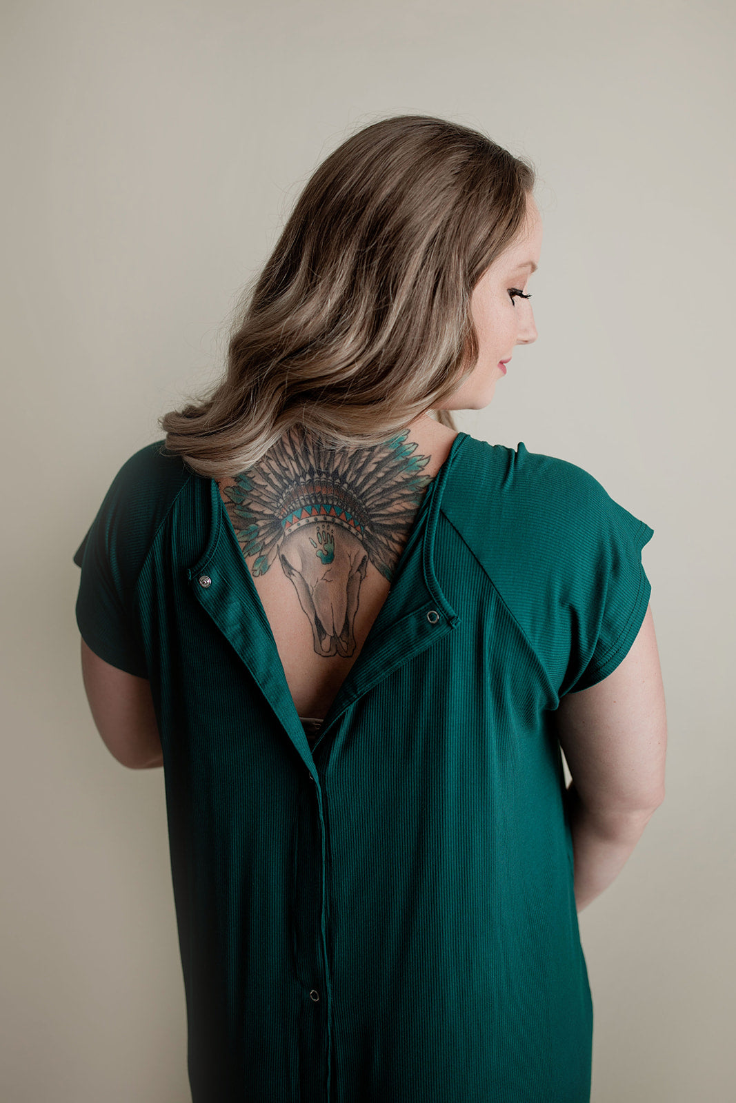 Ribbed Forest Green Labor and Delivery/ Nursing Gown