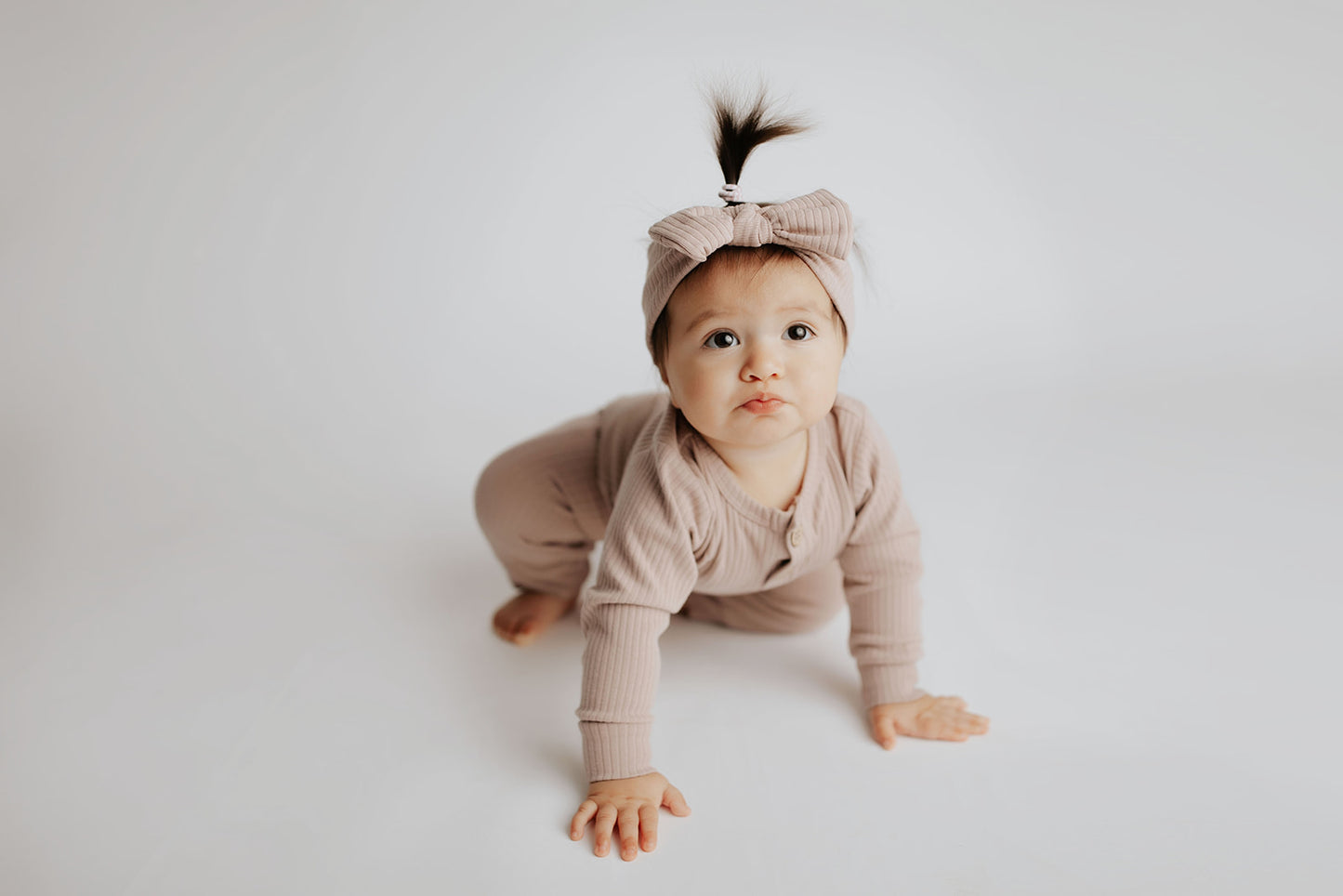 Baby Ribbed Playsuit with pockets with Bow