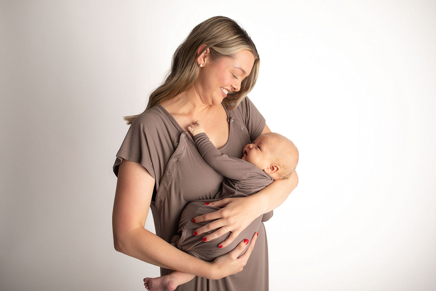 Ribbed Cocoa Labor and Delivery/ Nursing Gown