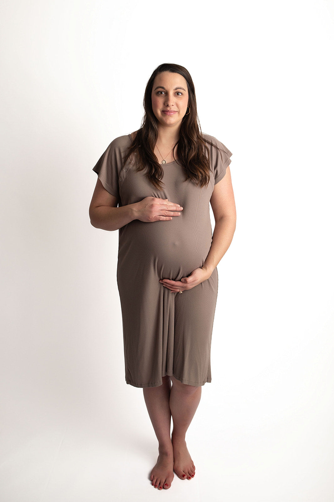 Ribbed Cocoa Labor and Delivery/ Nursing Gown