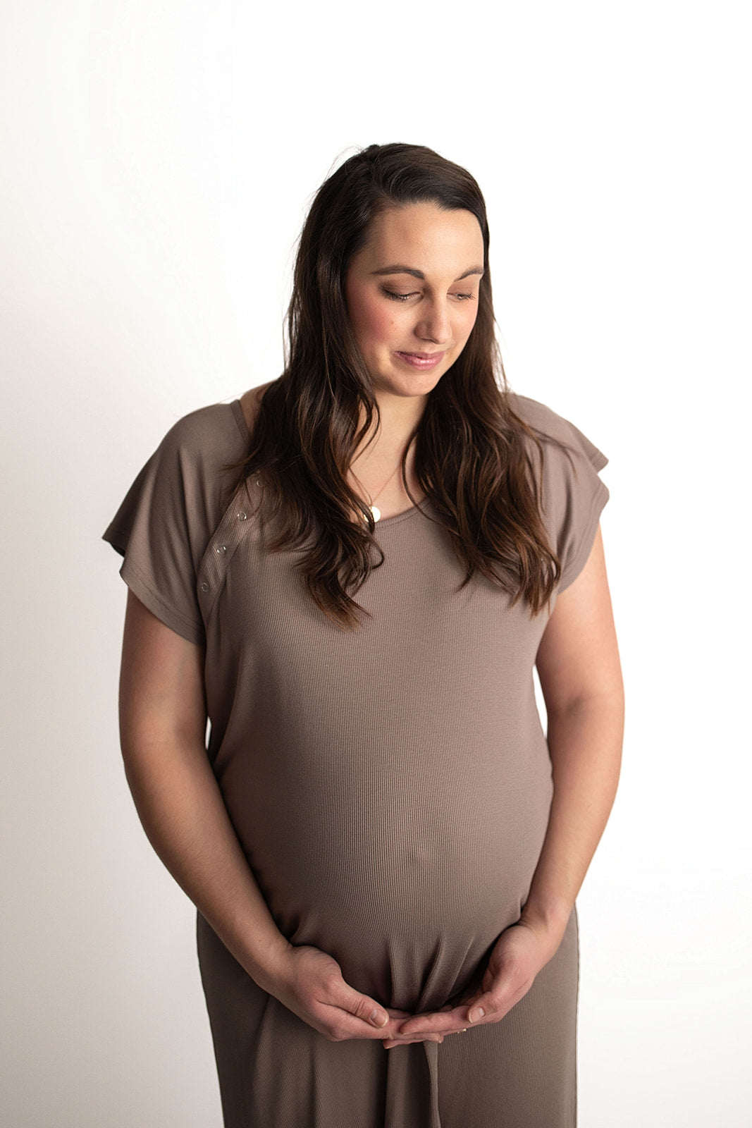 Ribbed Cocoa Labor and Delivery/ Nursing Gown