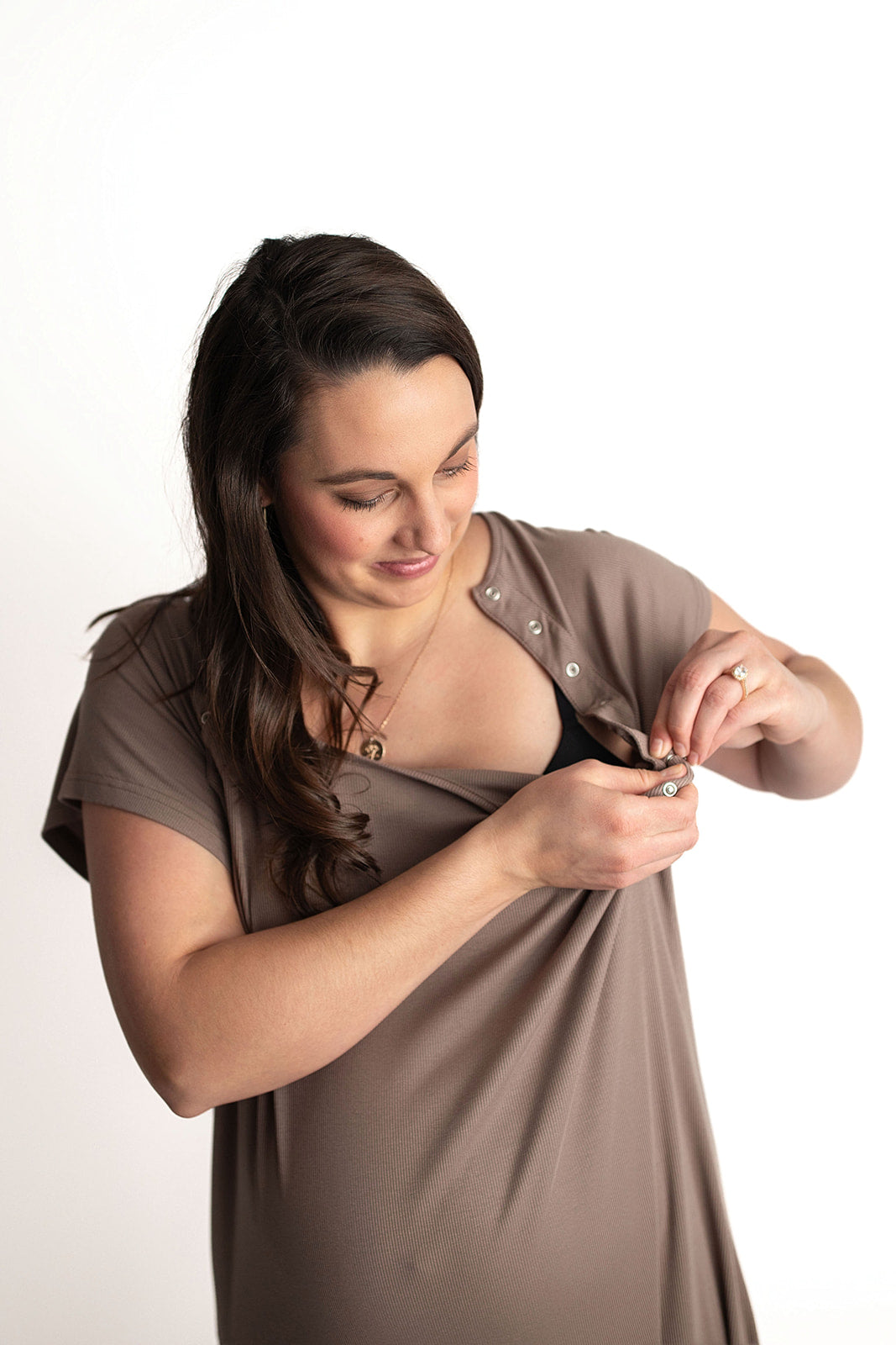 Ribbed Cocoa Labor and Delivery/ Nursing Gown