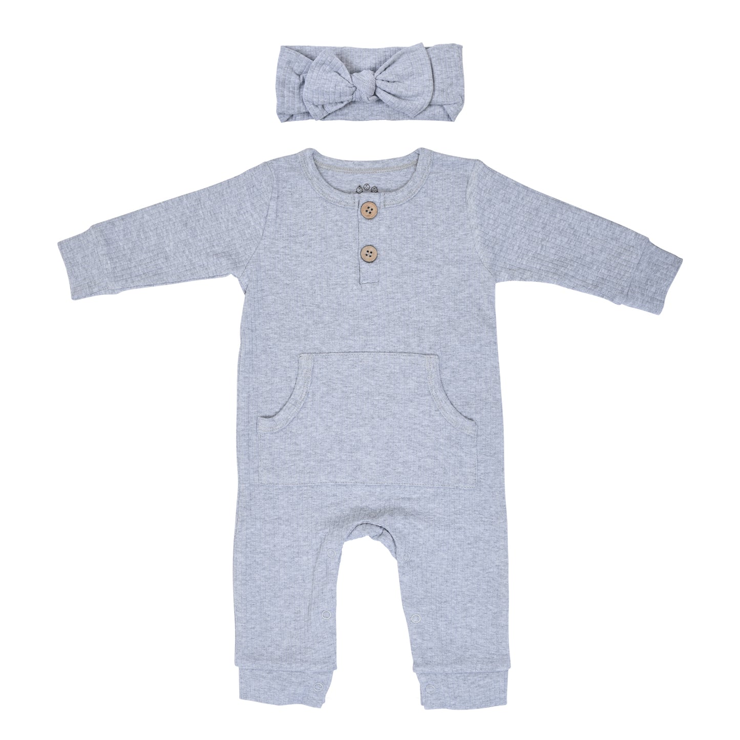 Baby Ribbed Playsuit with pockets with Bow