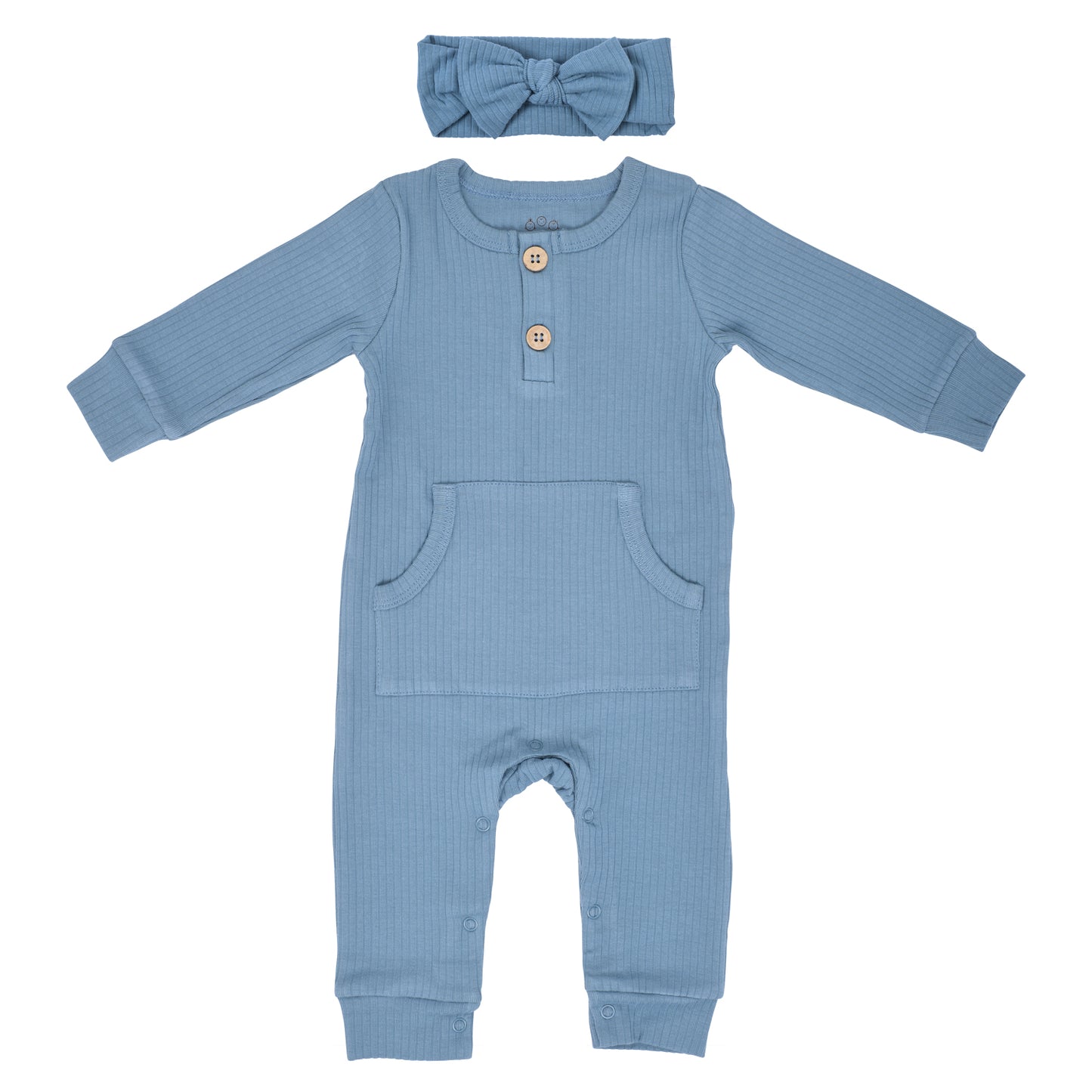 Baby Ribbed Playsuit with pockets with Bow