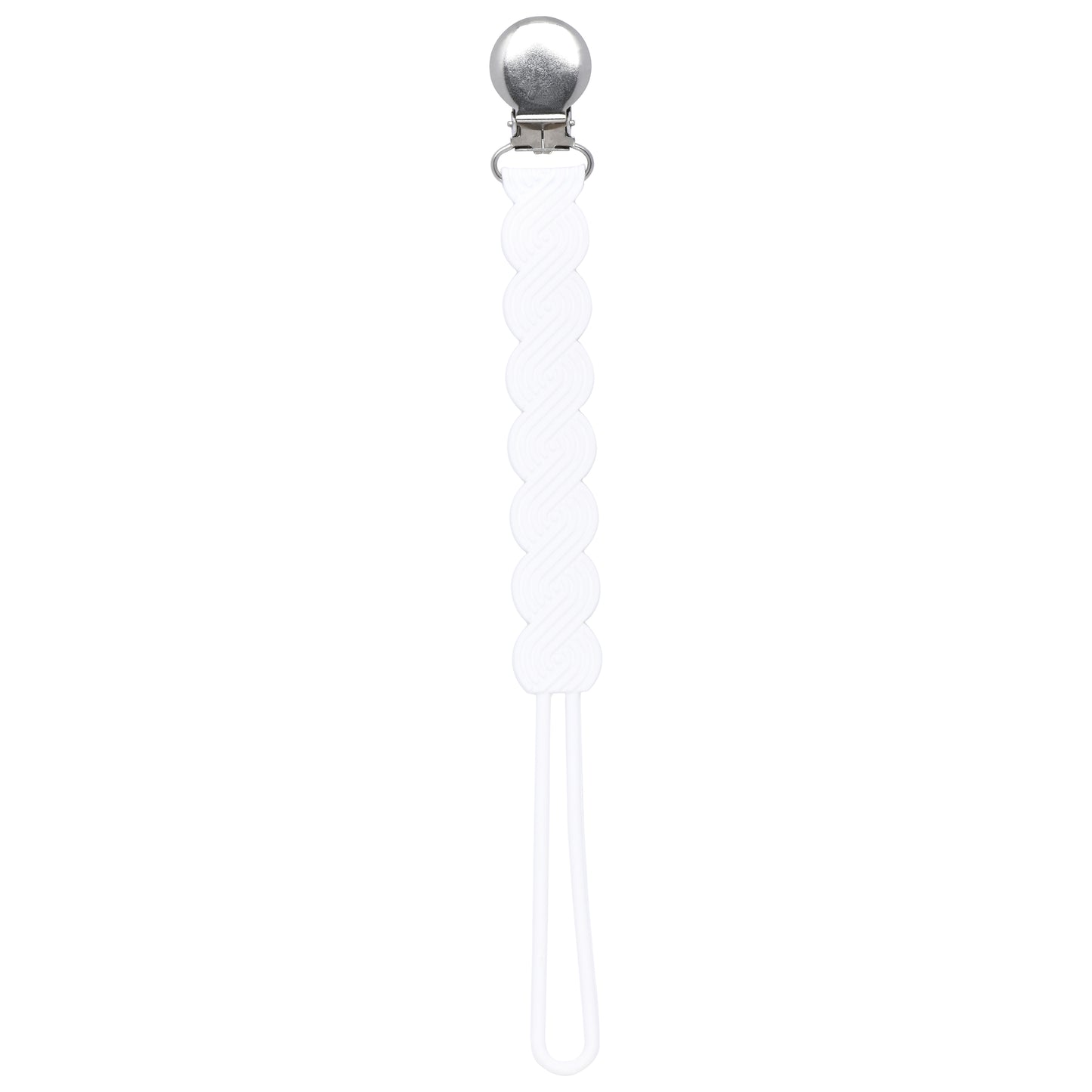 Twist White Silicone Pacifier Clip