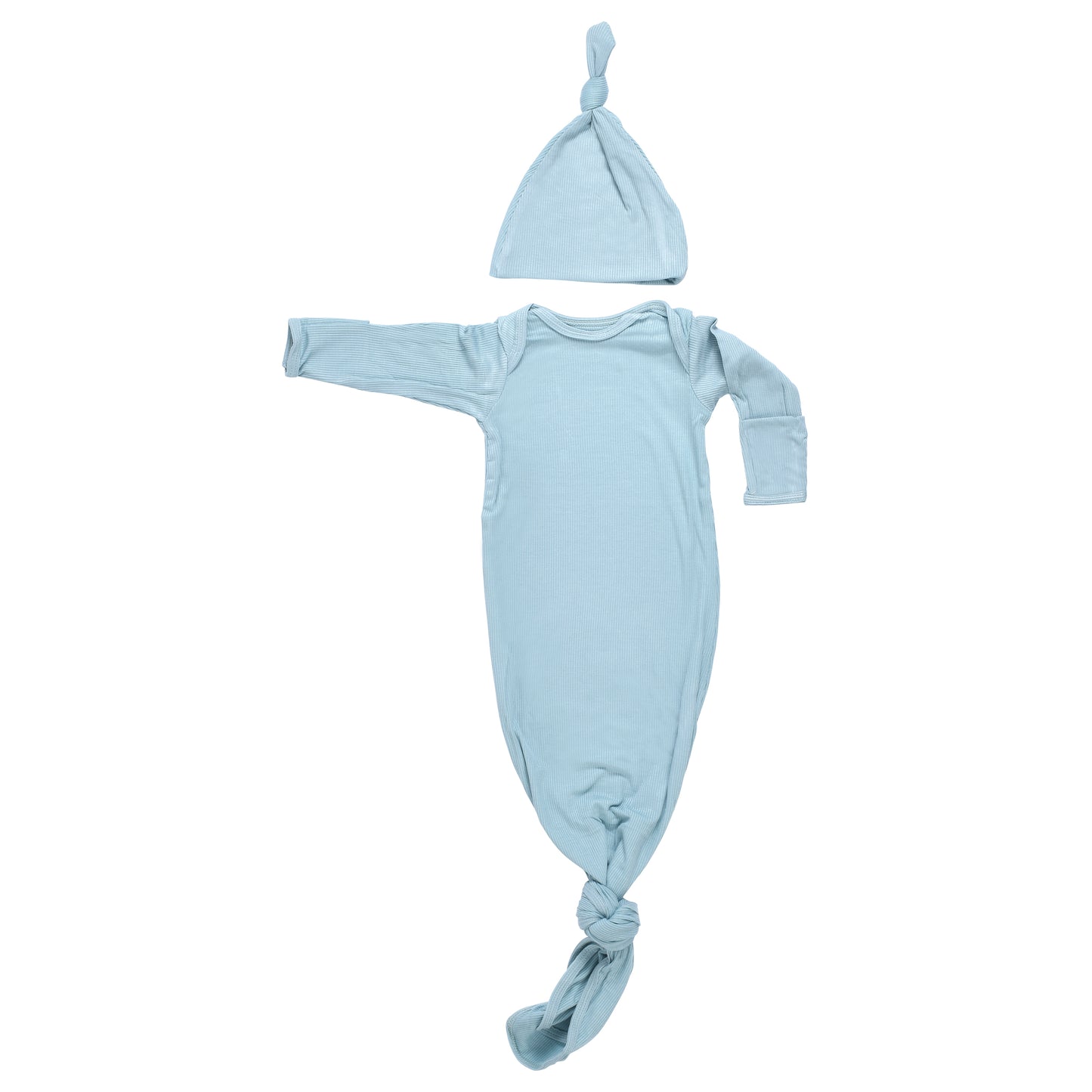 Blue Bird Ribbed Knotted Gown
