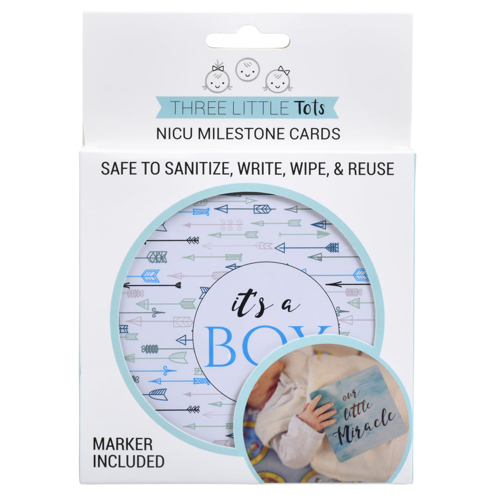 Boy Preemie NICU Milestone Cards in Plastic
