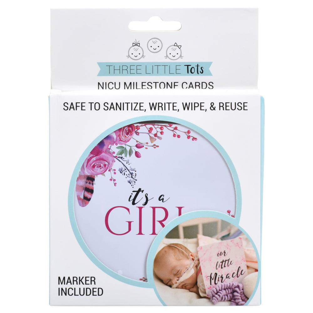 Girl Preemie NICU Milestone Cards in Plastic