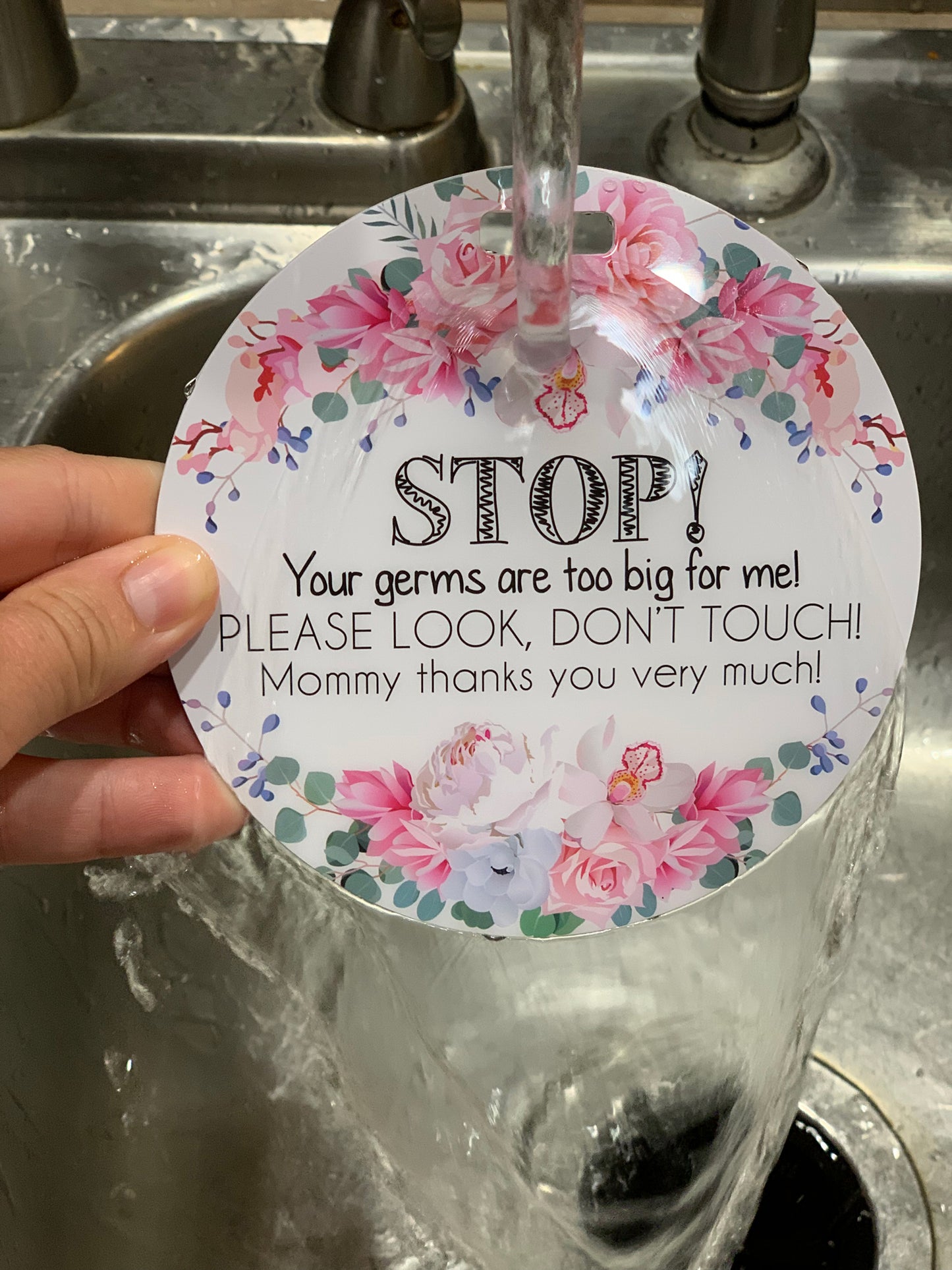 Stop Germs Too Big For Me Flower Tag