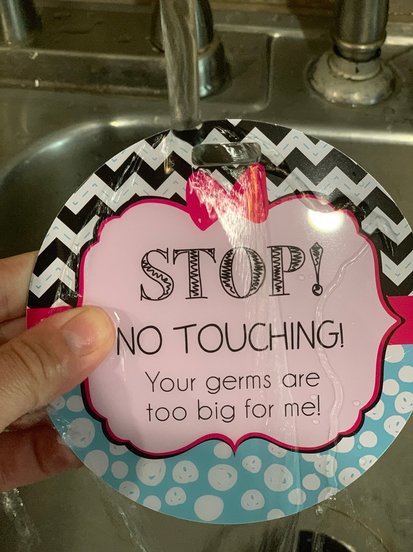Stop No Touching Girl Zig Zag Tag