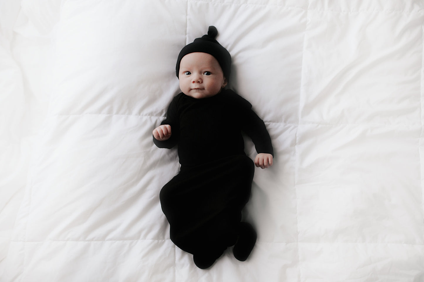 Black Ribbed Knotted Baby Gown