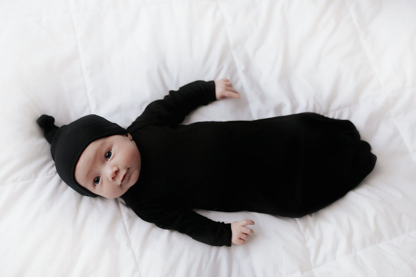 Black Ribbed Knotted Baby Gown