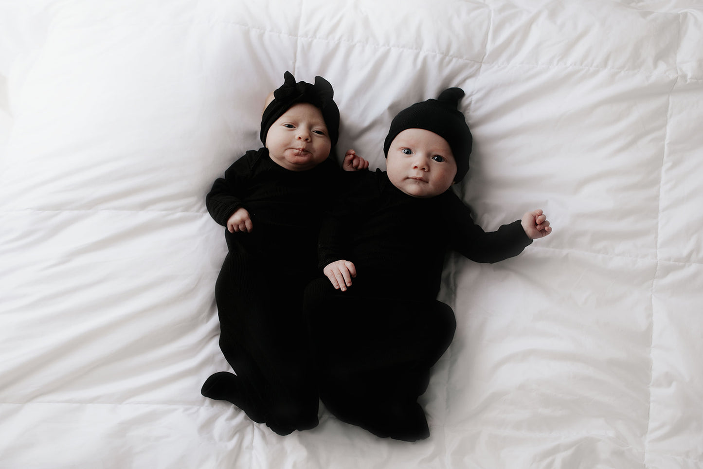 Black Ribbed Knotted Baby Gown