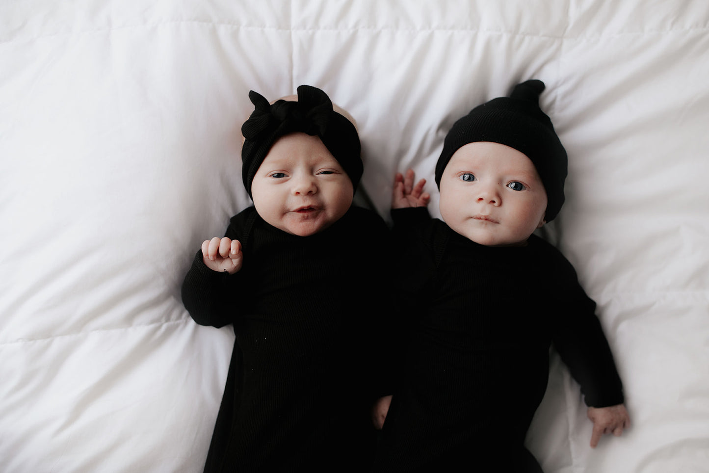 Black Ribbed Knotted Baby Gown