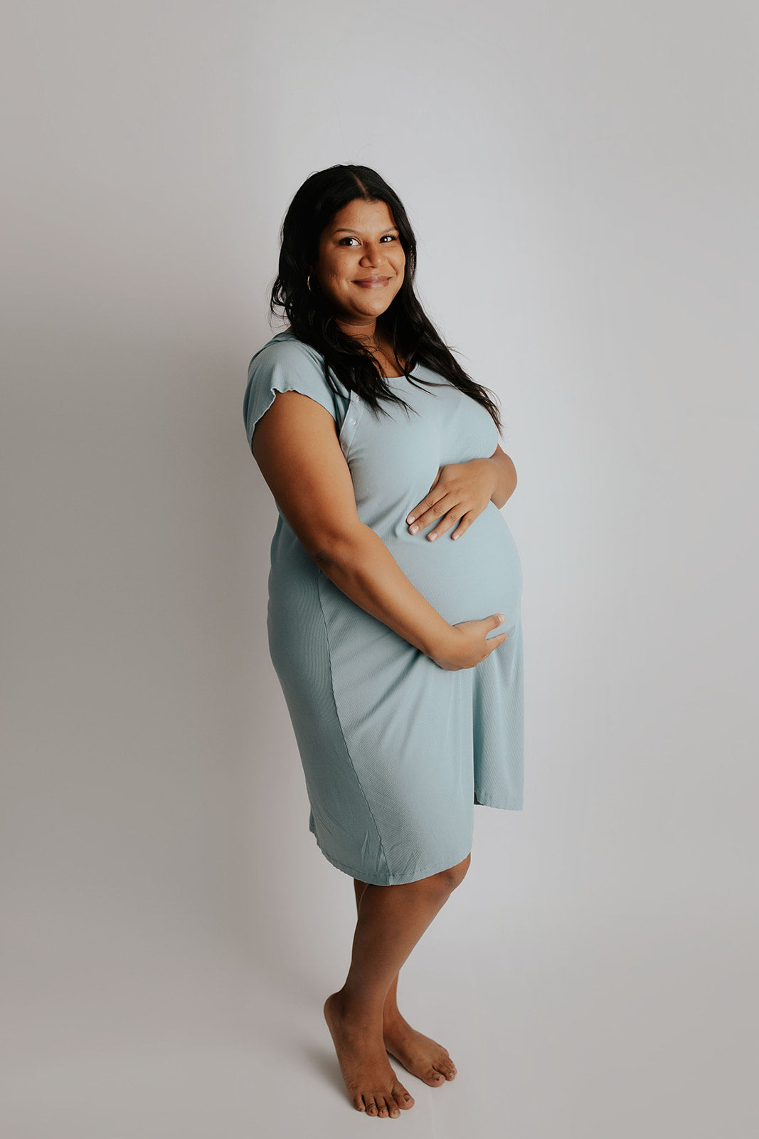 Ribbed Bluebird Labor & Delivery Gown