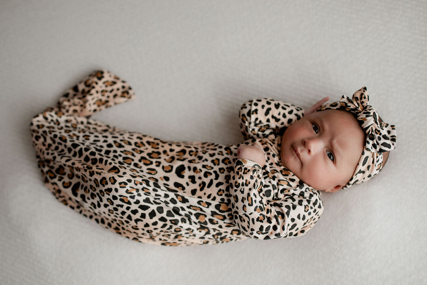 Leopard Knotted Baby Gown