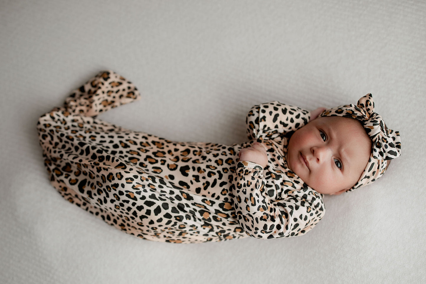 Leopard Knotted Baby Gown