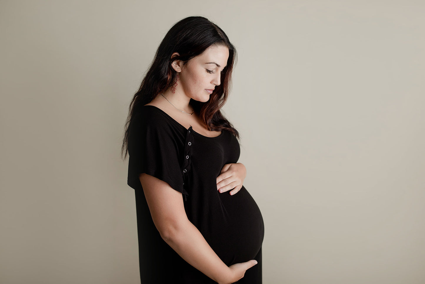 Ribbed Black Labor and Delivery/ Nursing Gown