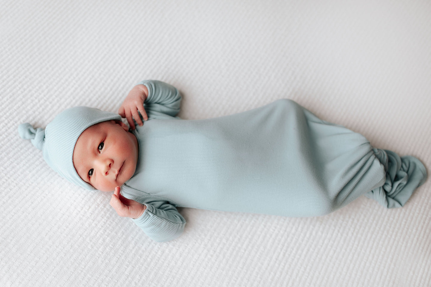 Blue Bird Ribbed Knotted Gown