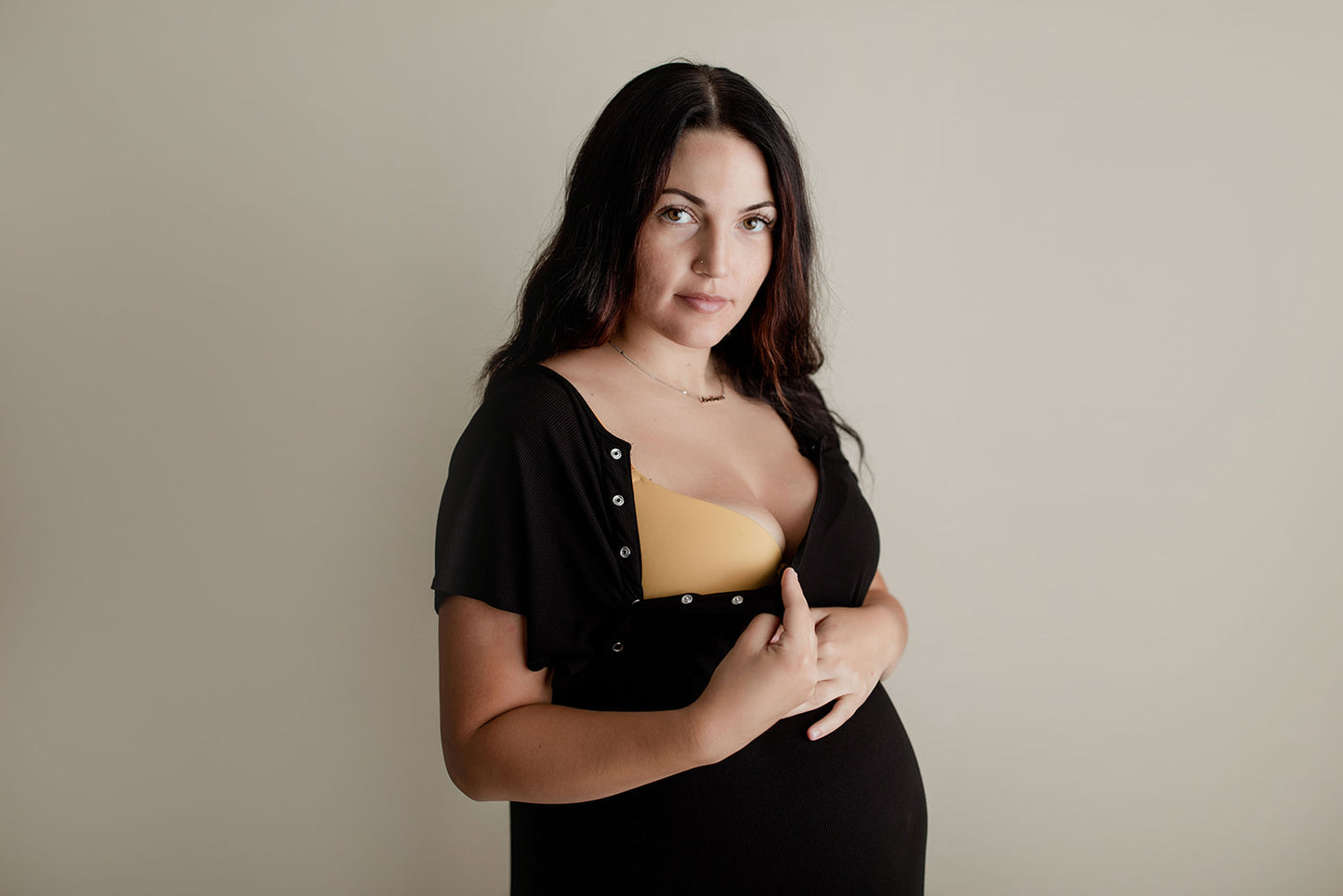 Ribbed Black Labor and Delivery/ Nursing Gown