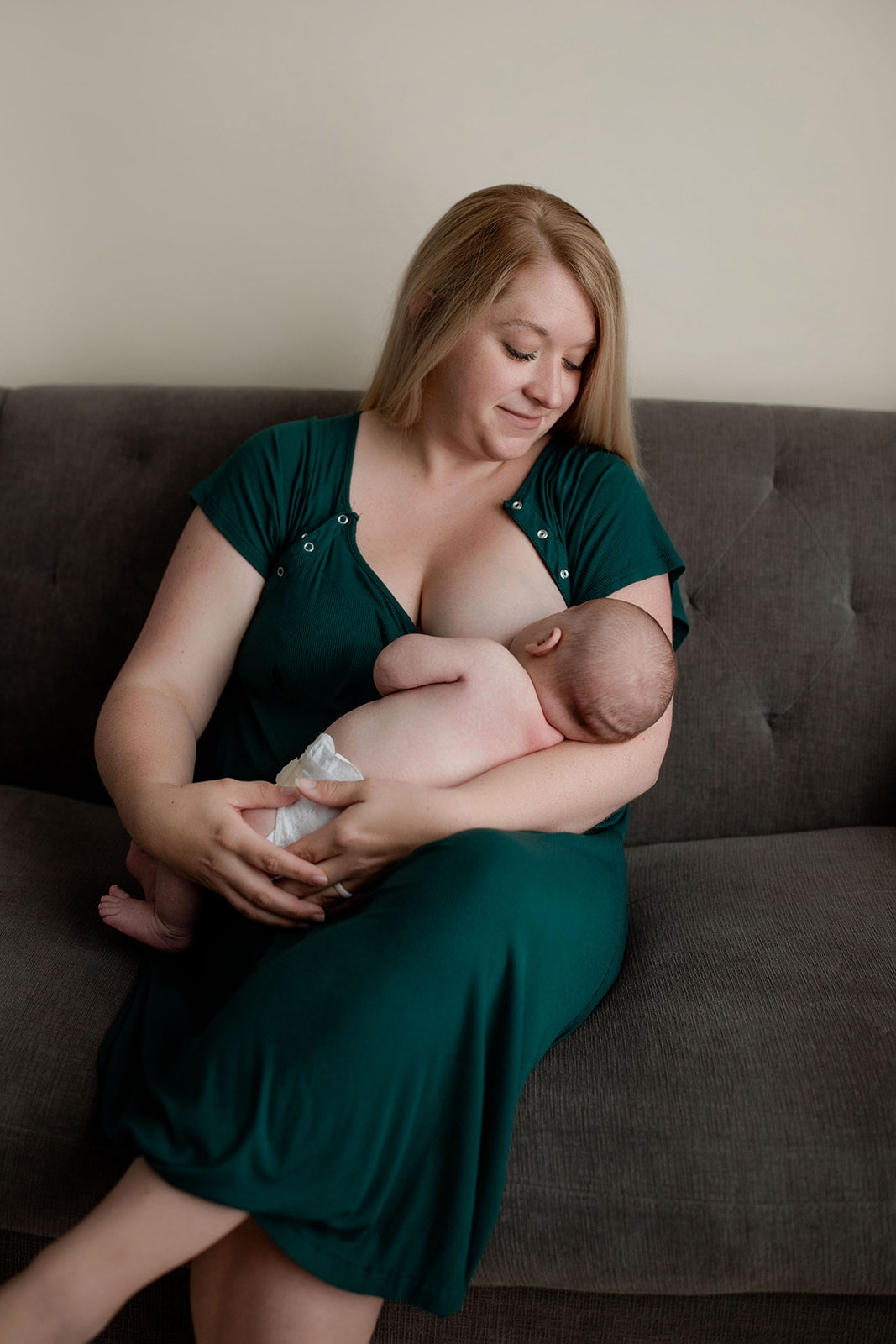 Ribbed Forest Green Labor and Delivery/ Nursing Gown