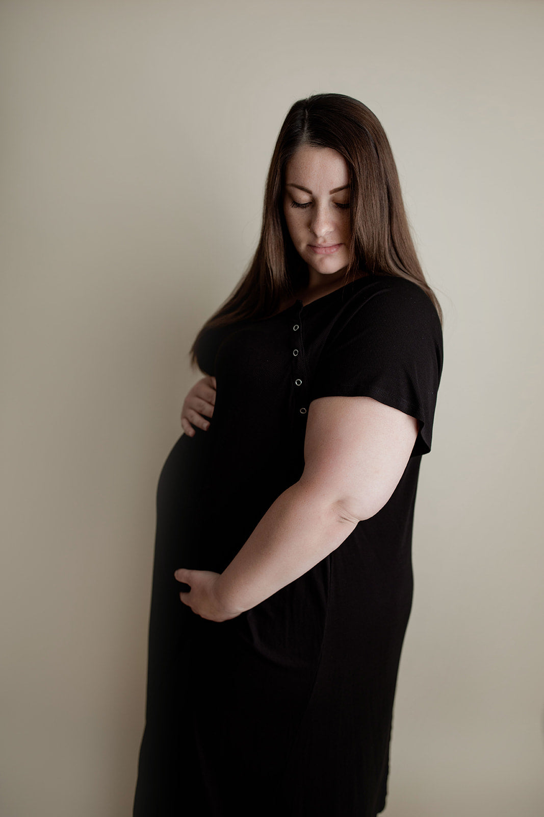 Ribbed Black Labor and Delivery/ Nursing Gown