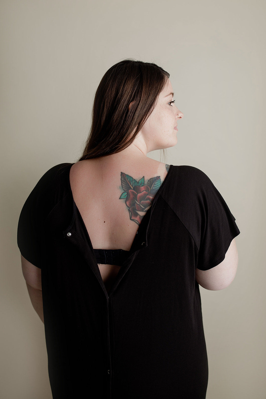 Ribbed Black Labor and Delivery/ Nursing Gown