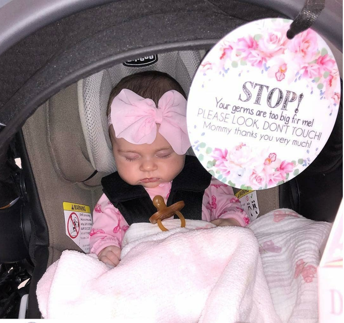 Stop Germs Too Big For Me Flower Tag
