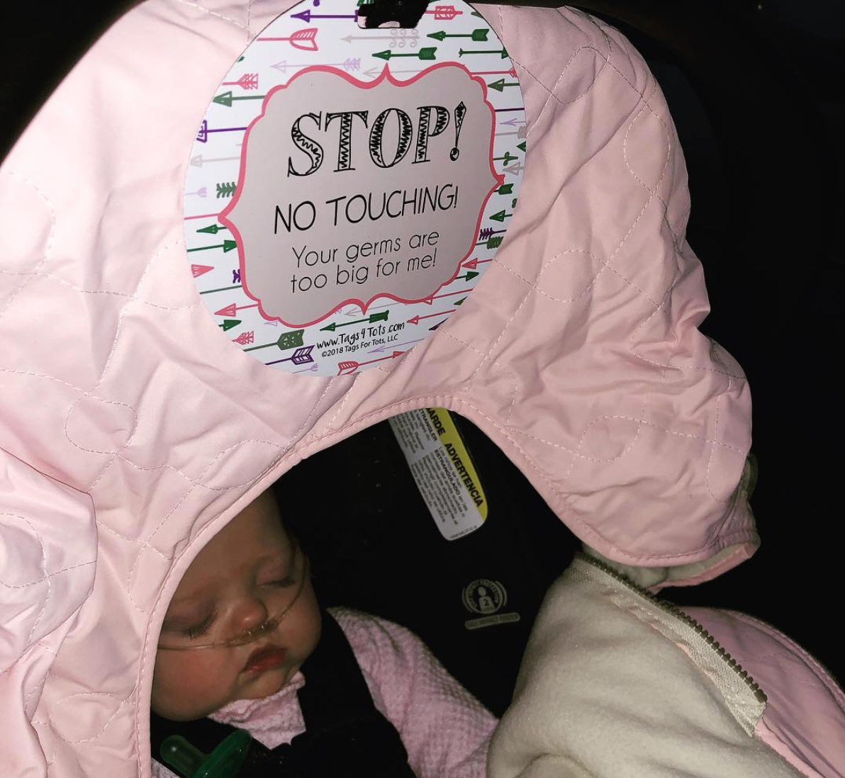 Stop No Touching Girl Arrows Tag