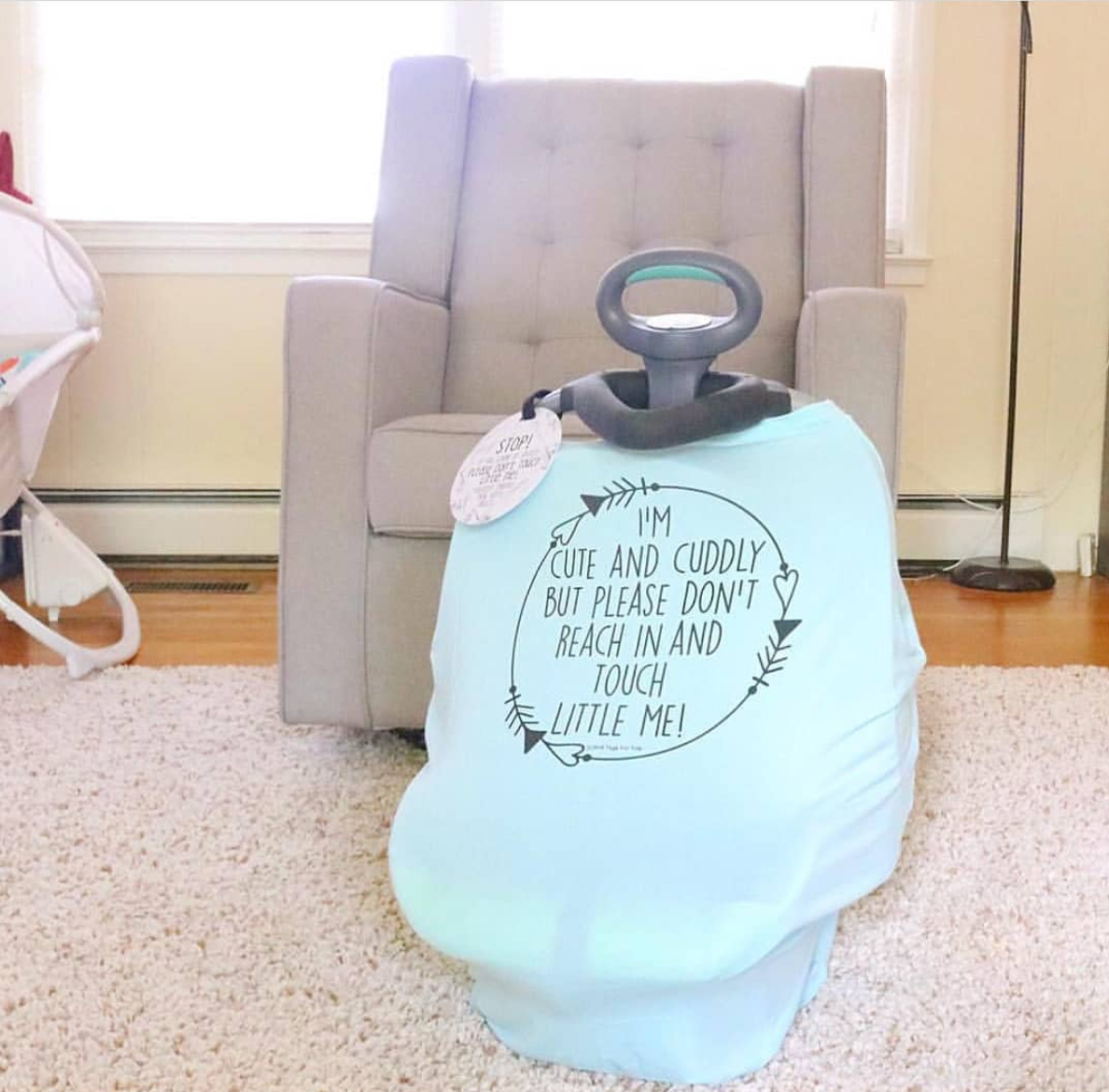 Light Blue Car Seat 5 in 1 Cover – I'm Cute & Cuddly But Please Don't Touch Little Me