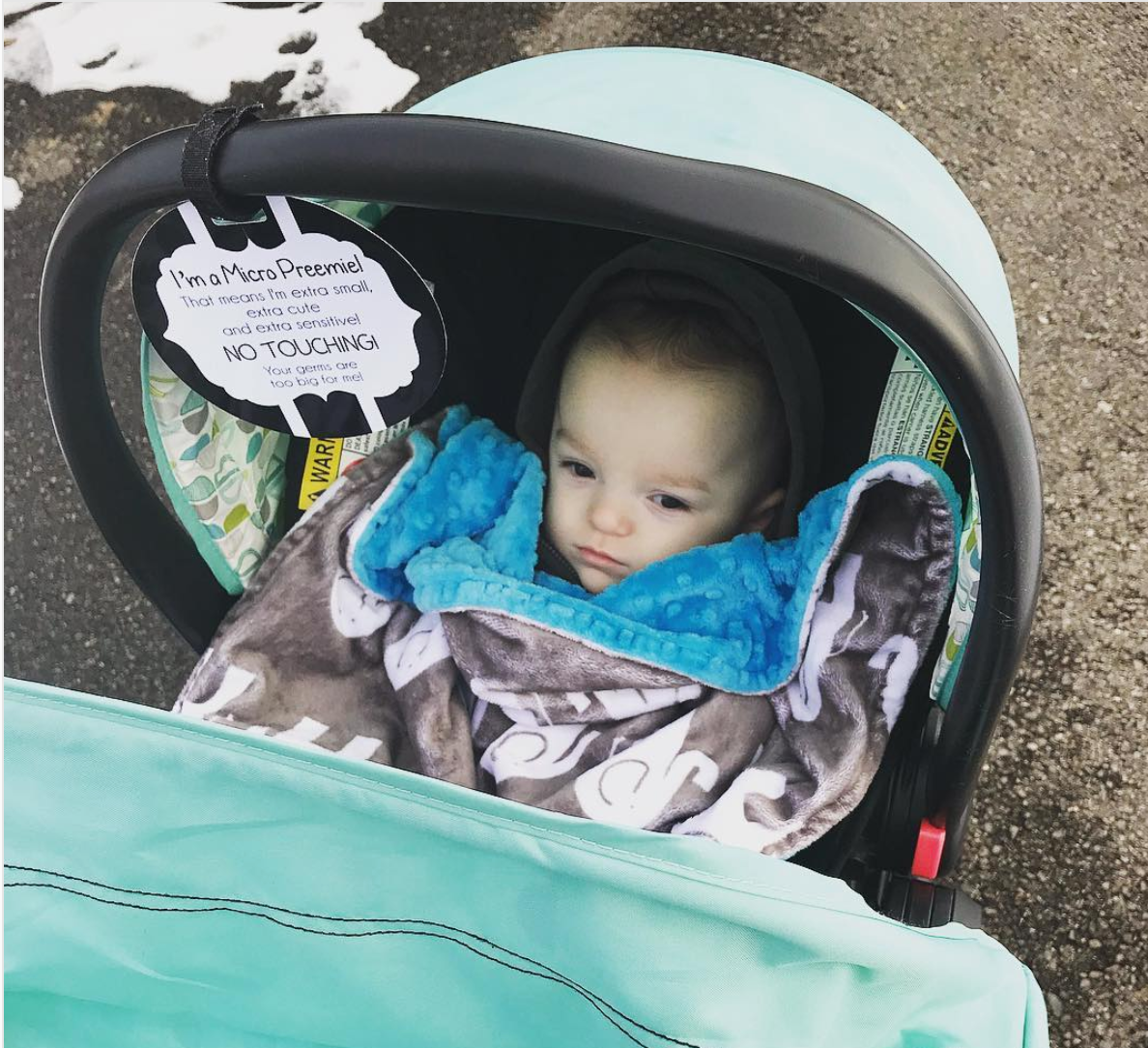 Micro Preemie No Touching Car Seat Tag
