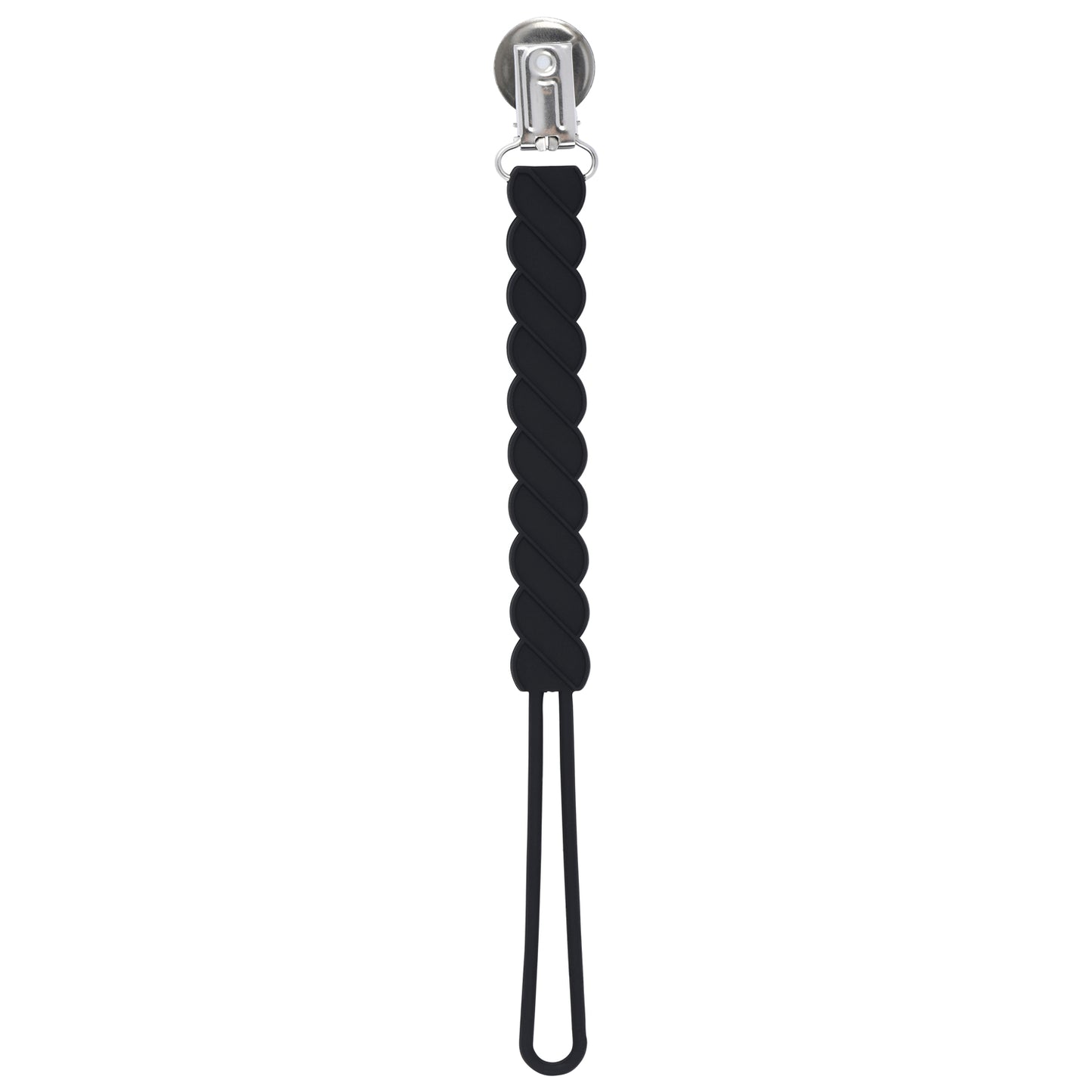 Twist Black Silicone Pacifier Clip