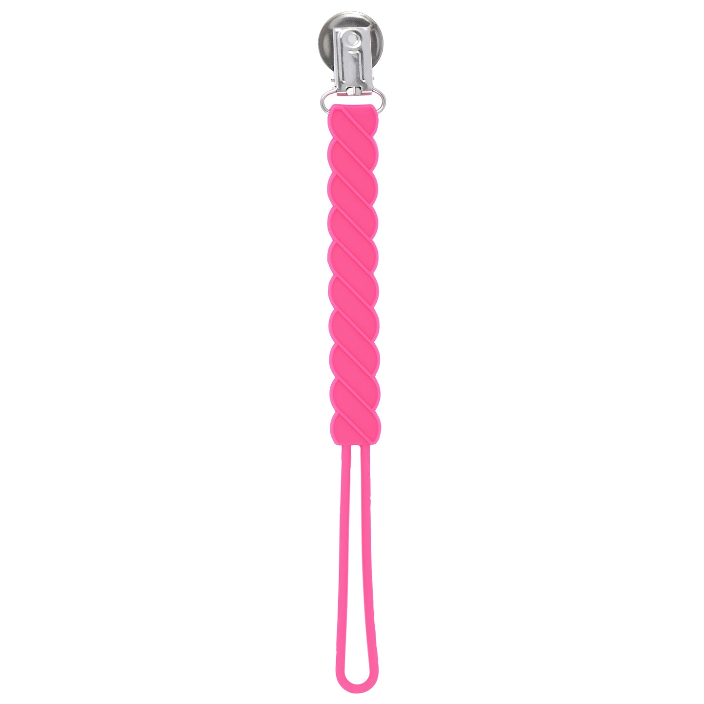 Twist Hot Pink Silicone Pacifier Clip
