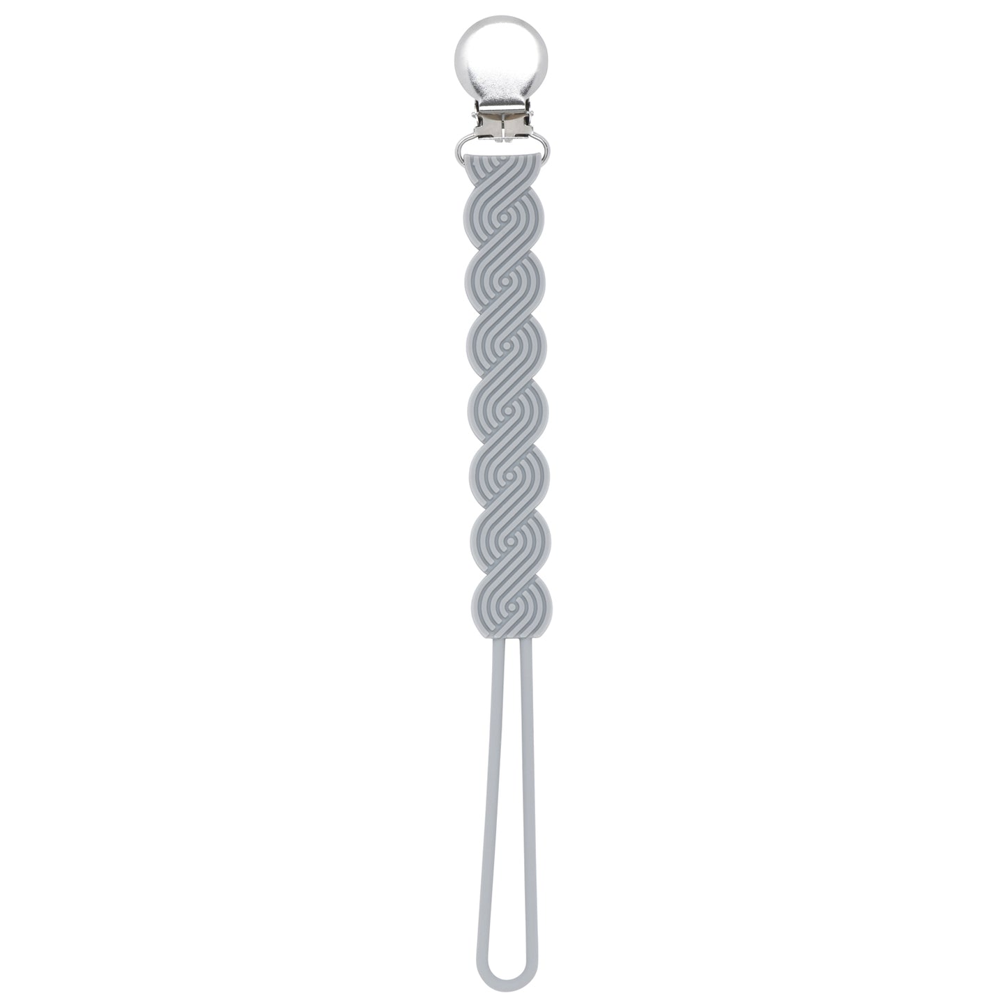 Gray All Silicone pacifier clip for dummy or pacifier