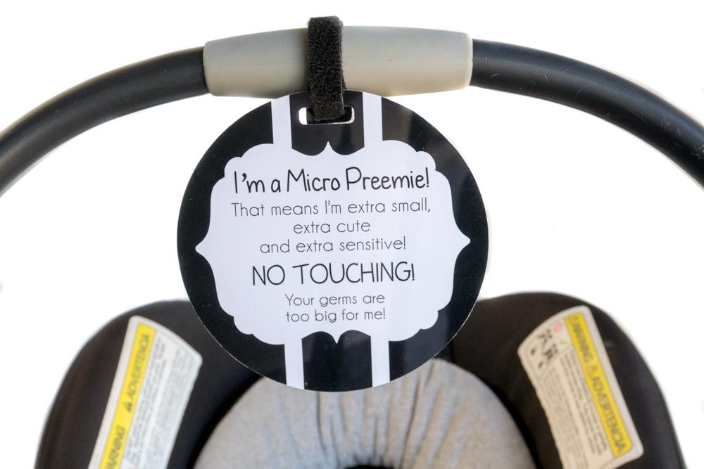 Micro Preemie Gift No Touching Car Seat Sign