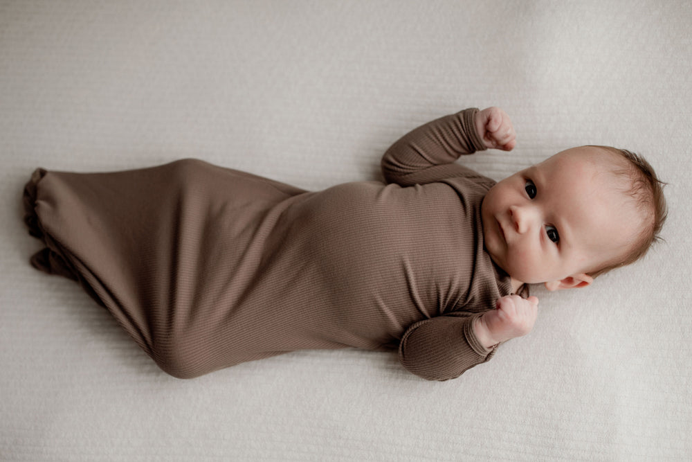 Cocoa Ribbed Knotted Gowns