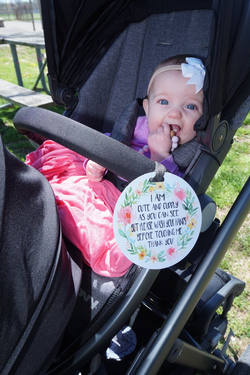 New Baby do not touch sign for a stroller