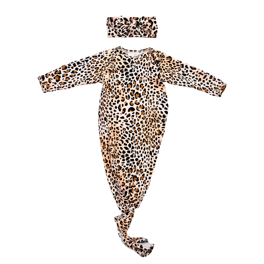 Leopard Knotted Baby Gown